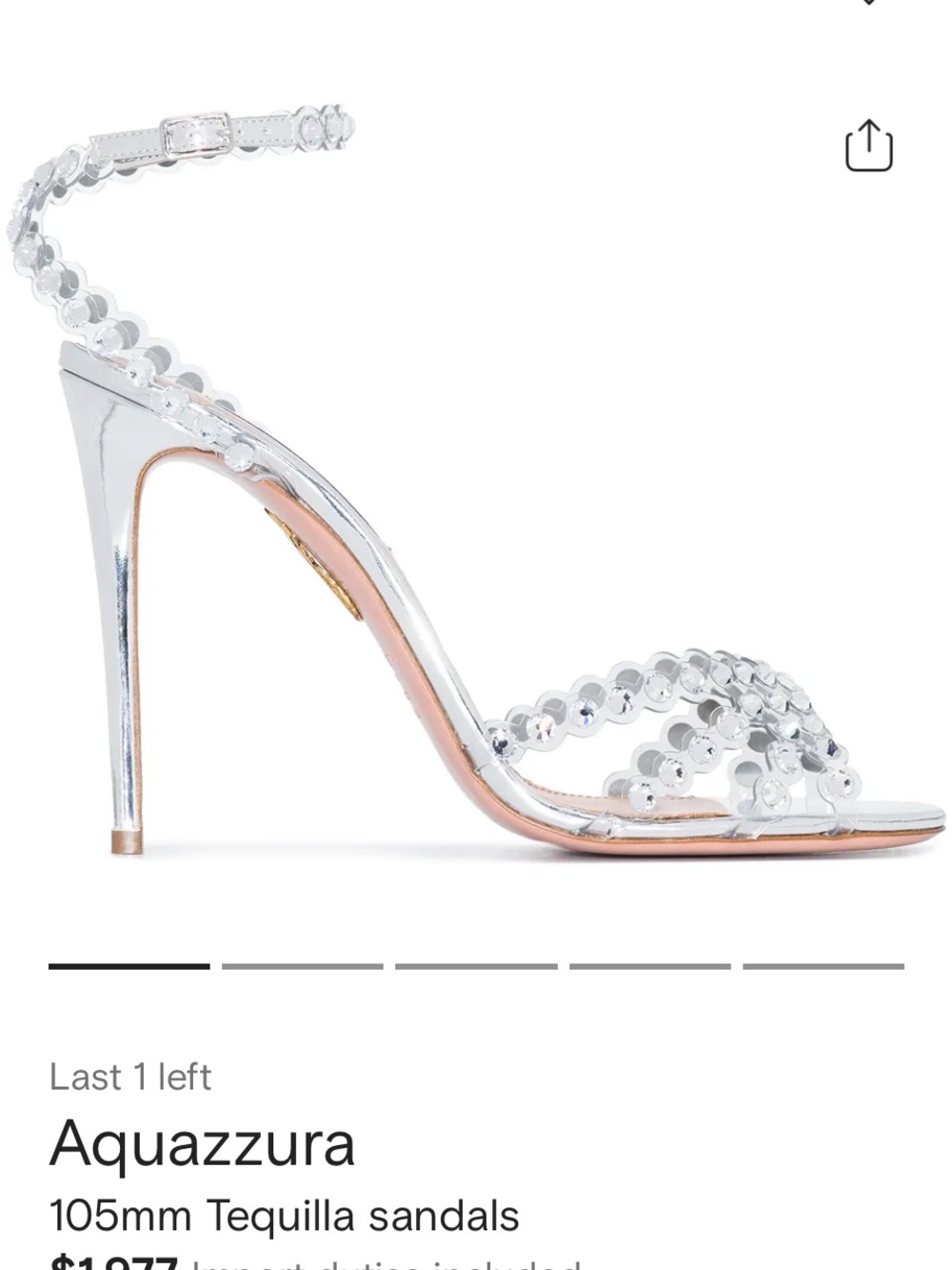 Aquazzura Silver Scalloped Sequin Ankle-Strap Heels